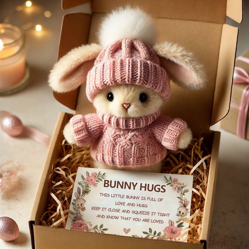 🐇Mini nyuszi aranyos húsvéti ajándékot ölel🎁
