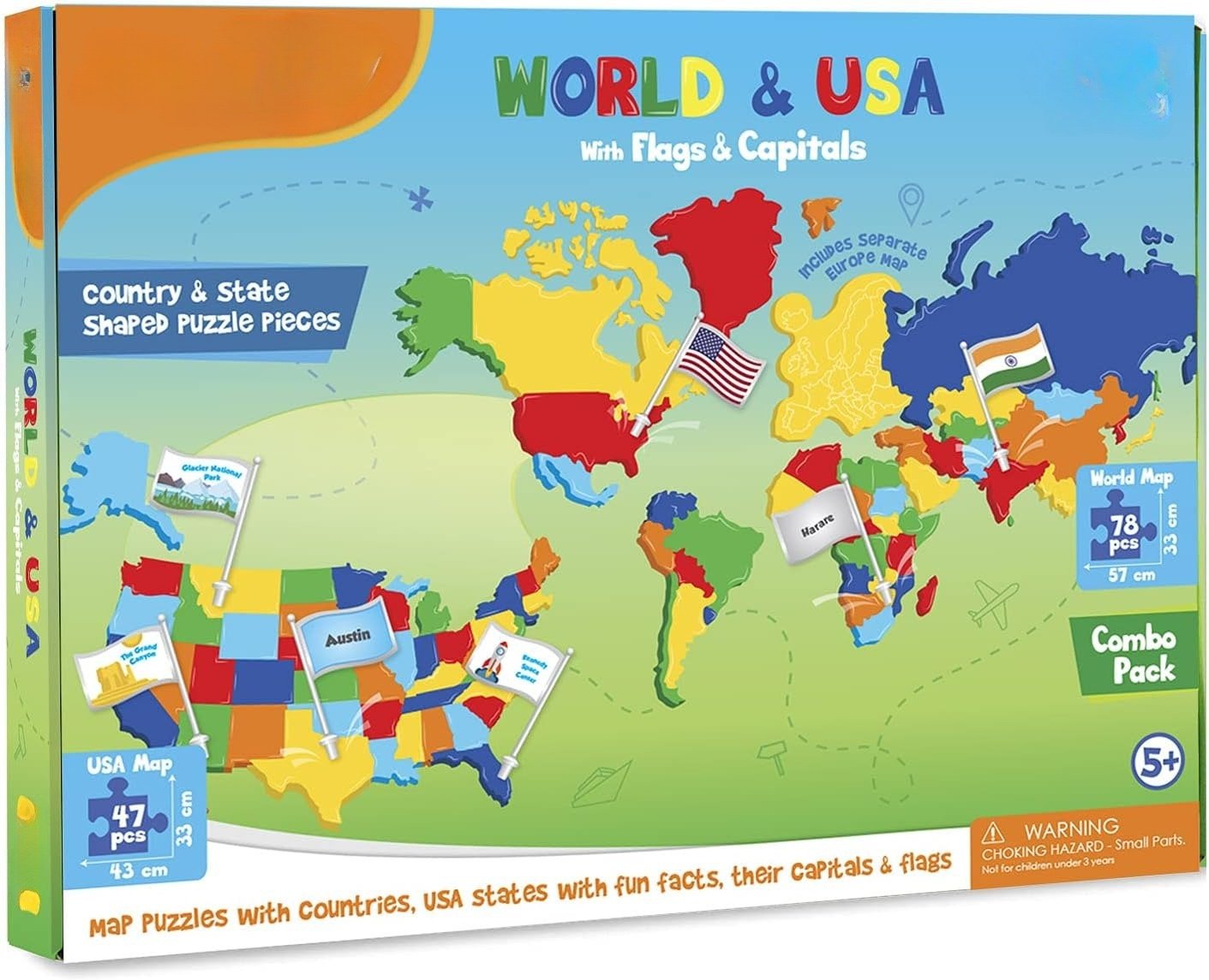 🔥🌍 Világtérkép és USA térkép kirakós készlet