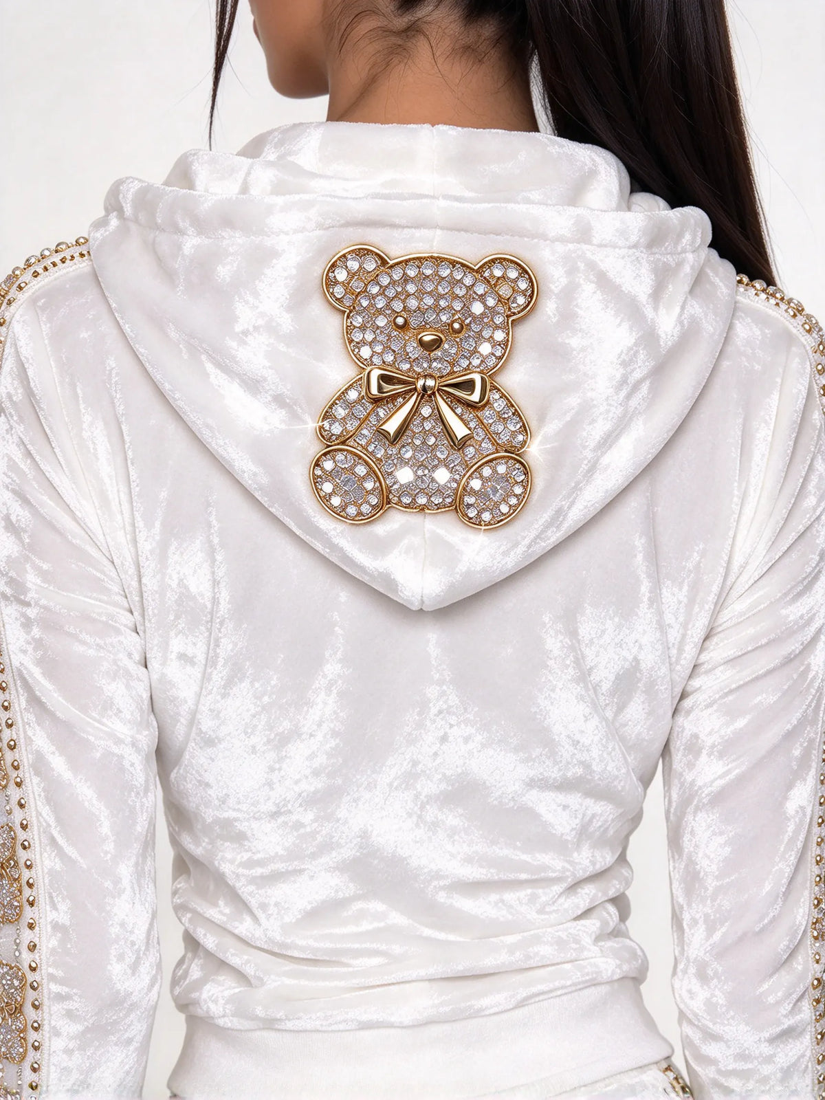 Women's Fashion Rhinestone Teddy Bear Two-Piece Set