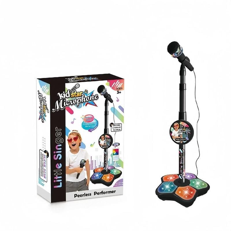 🎤 Játék karaoke mikrofon gyerekeknek - lámpák + kihúzható sín (70-90cm) - a tökéletes születésnapi ajándék!🎁