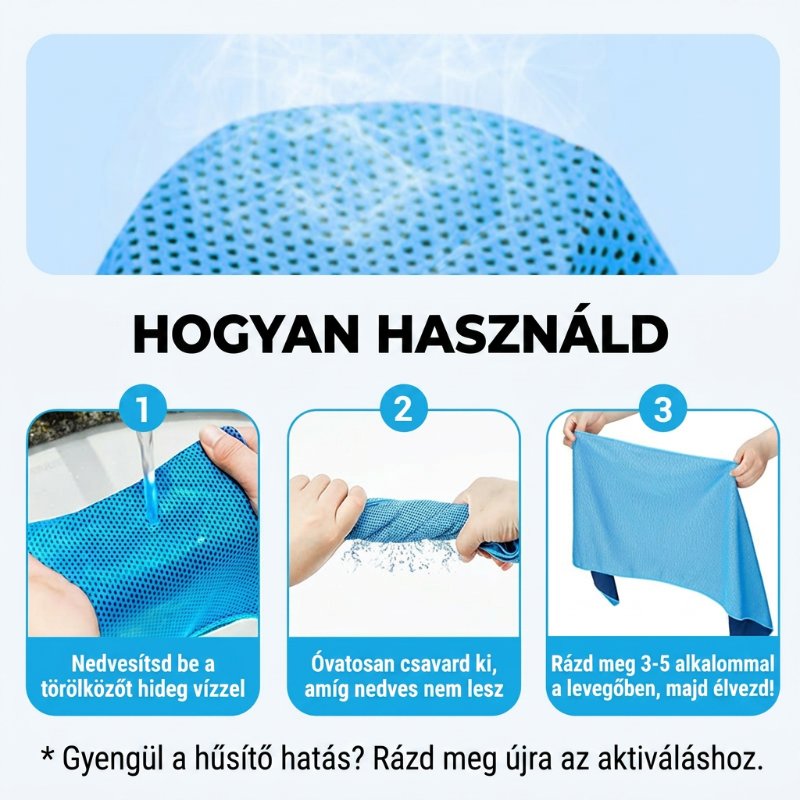 ❄️ Maradjon hűvösen azonnal bárhol – Azonnali hűsítő törölköző (hordozható, összecsukható, többfunkciós)  🌞