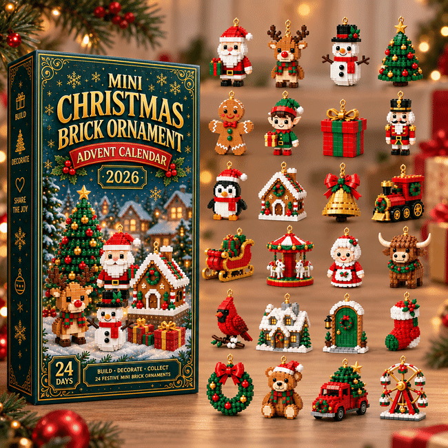🎄 24 napos mini adventi naptár karácsonyi díszekkel | 24 egyedi, ünnepi, saját készítésű dizájn akasztókkal - tökéletes karácsonyfák, koszorúk és ünnepi dekorációk díszítésére 🧱