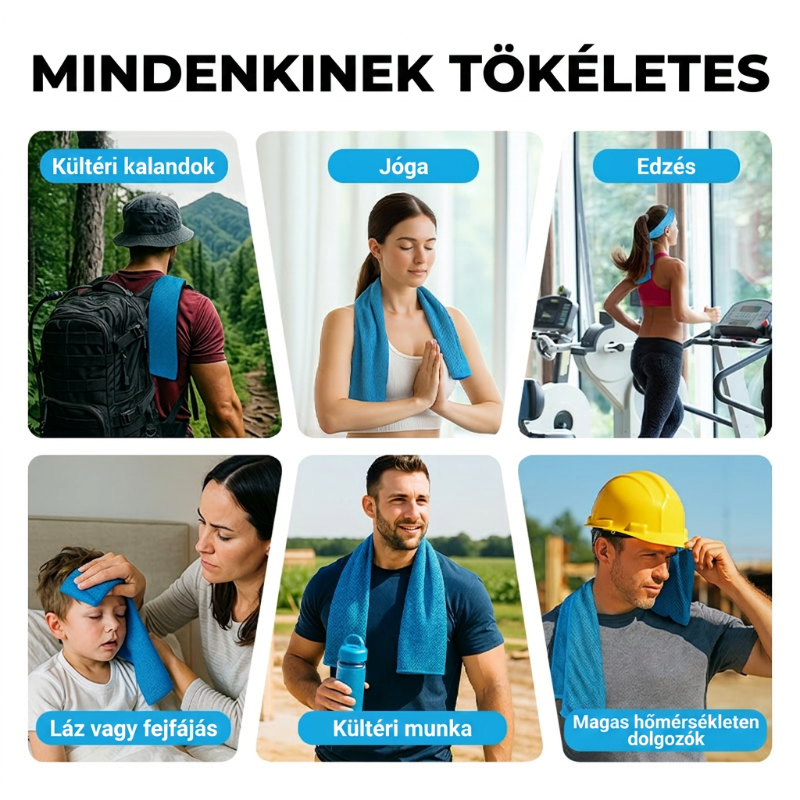 ❄️ Maradjon hűvösen azonnal bárhol – Azonnali hűsítő törölköző (hordozható, összecsukható, többfunkciós)  🌞