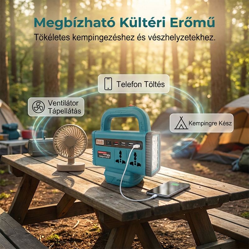 🔌 Hordozható teljesítményinverter LED munkalámpával