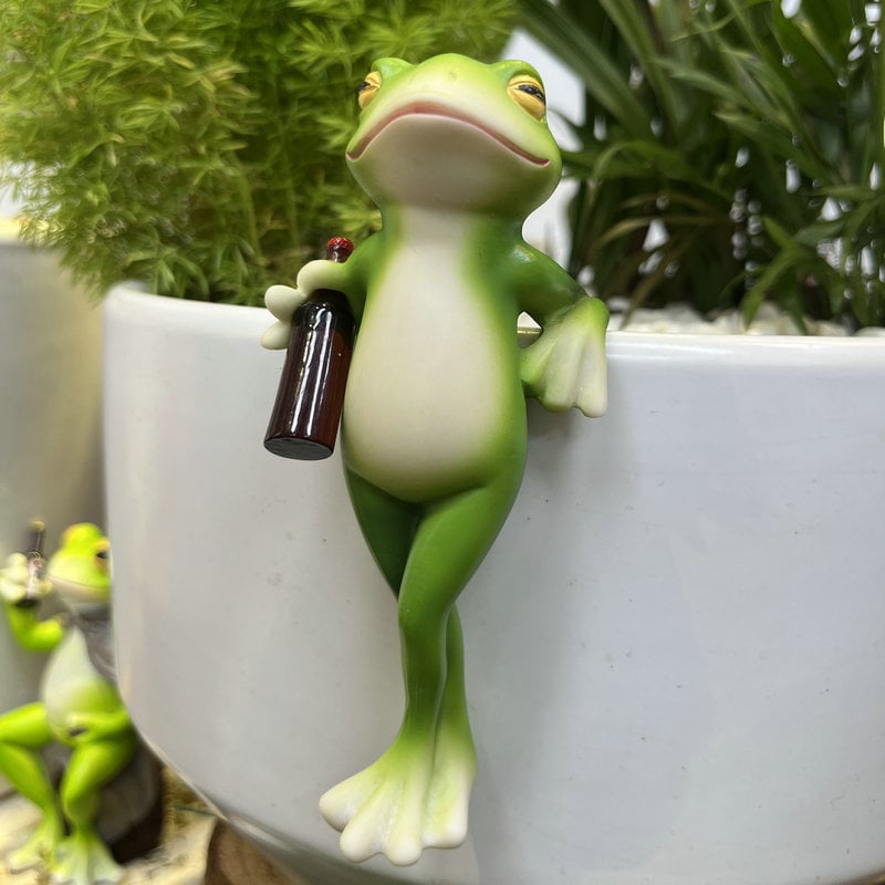 🔥 NAGY AKCIÓ 🐸🍷 Függesztett virágcserép dísz – Béka