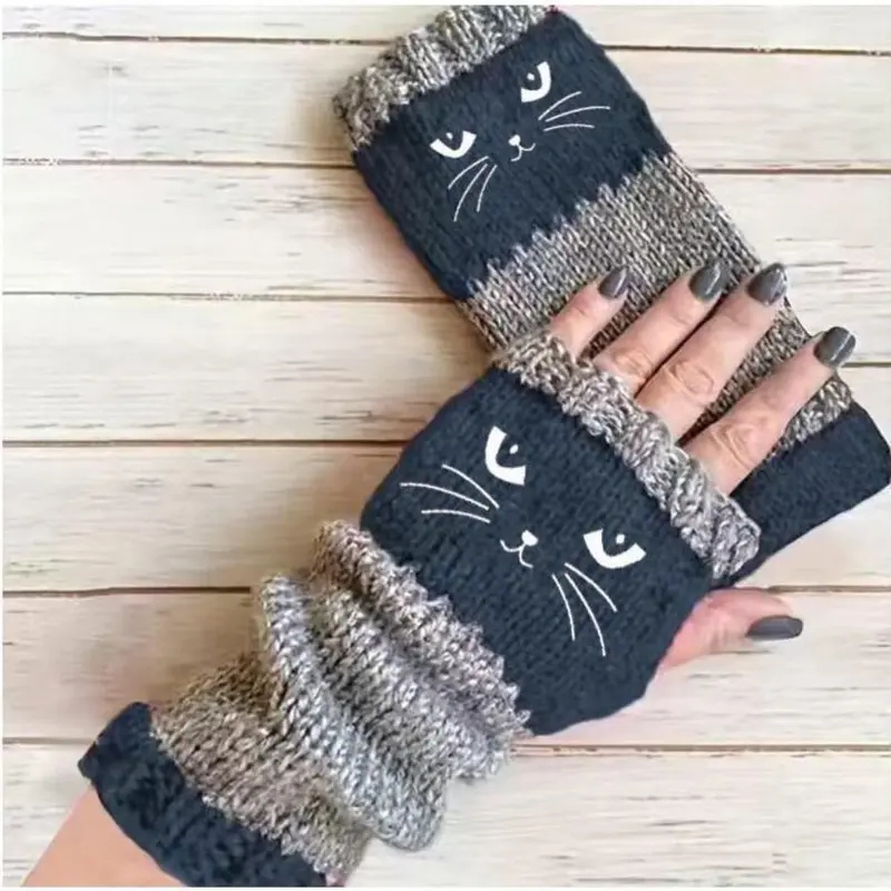 🐱 Cuki női kötött macskás kesztyű🧤🧶