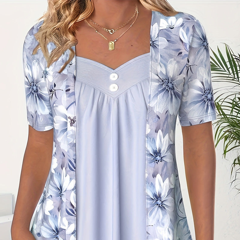 👚Női patchwork felső szabálytalan virágokkal✨