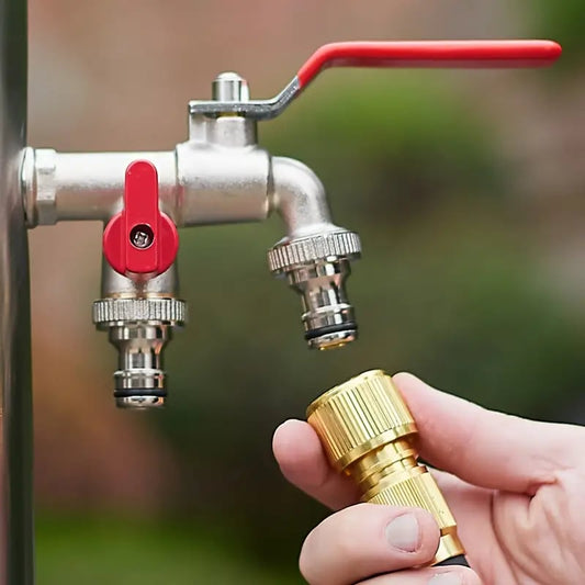 🔥🚰Univerzális rozsdamentes acélból készült dupla kimeneti kerti vízcsaptelep