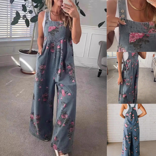 💗Nyári különlegesség✨Női lezser farmer overál mintával