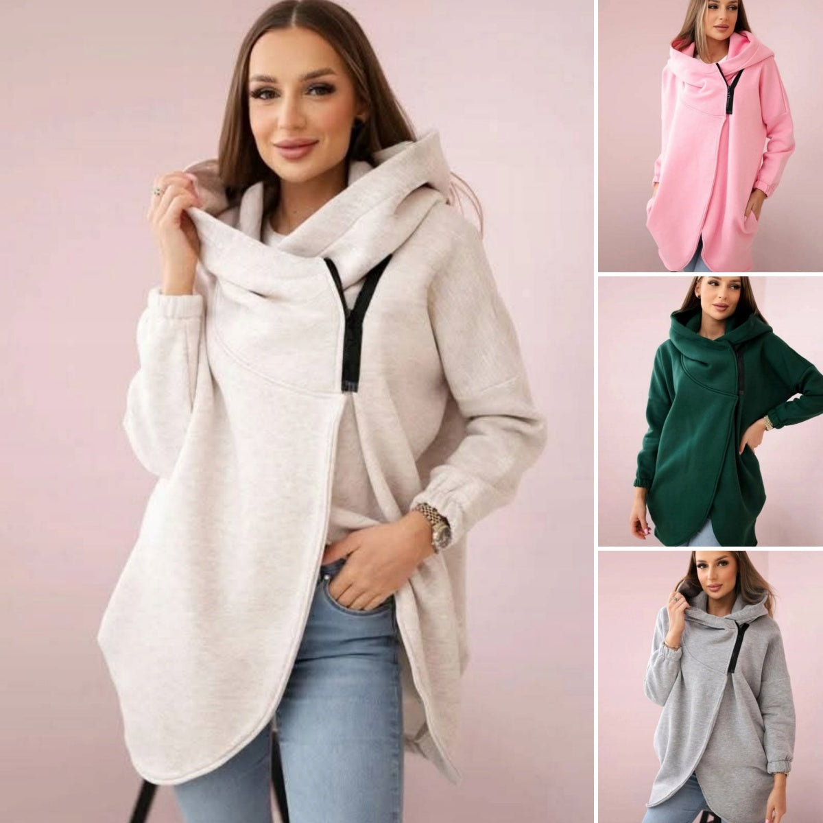 😍 (S-4XL) 🌼 Női túlméretezett vastag kapucnis pulcsi