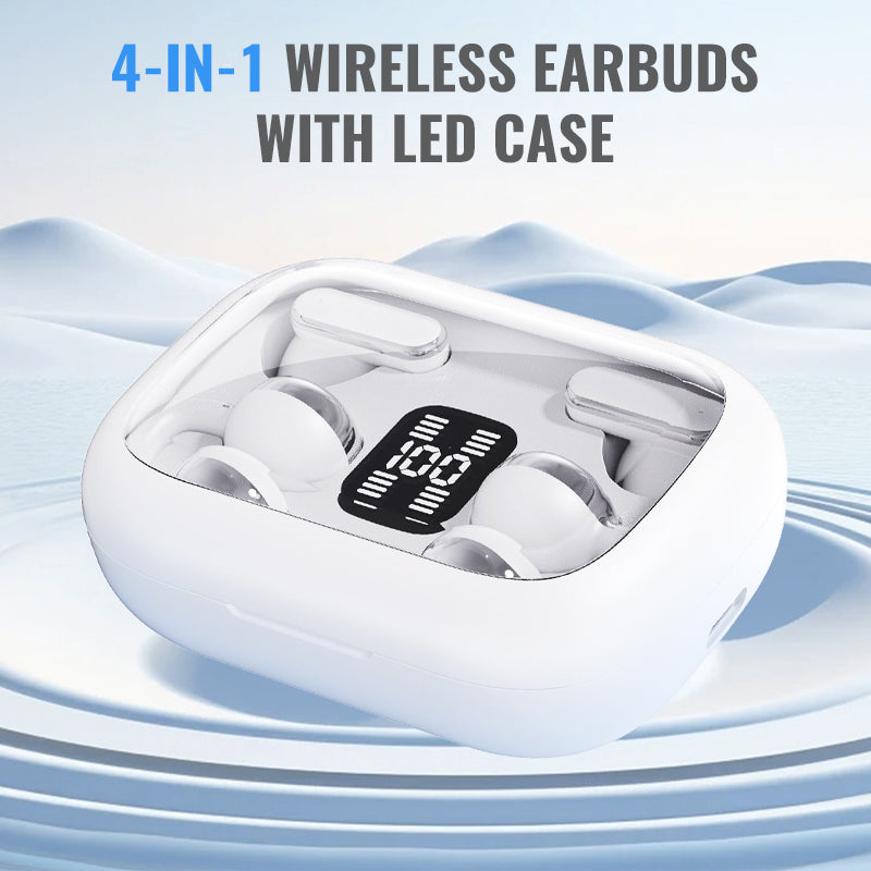 ✨ 4 az 1-ben vezeték nélküli Bluetooth fejhallgató! 🎧Kettős fülhallgató a megosztott / váltott viseléshez, szórakozáshoz és ingázáshoz egyszerre!