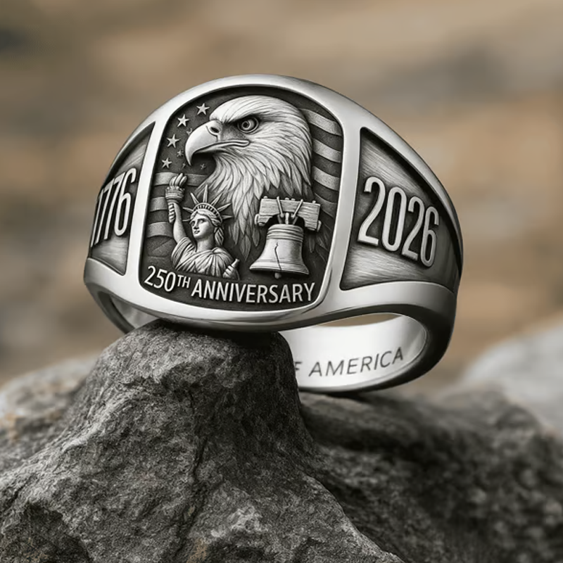 🎖️250. évforduló 1776–2026 Emlék sas gyűrű🦅