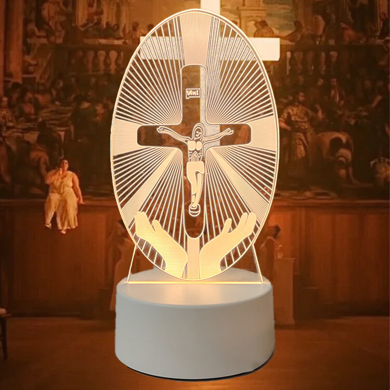 🌙 Béke és hit egyetlen fényben – 3D éjjeli lámpa Jézussal