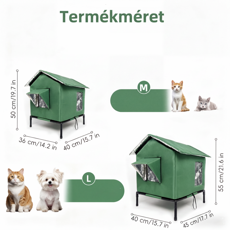 😻 Kültéri, vízálló macskaház, szétszerelhető, emelhető